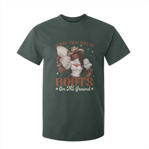 Black Cowgirl T Shirt For Kid Where Them Fans At Boots On The Ground TS10 Dark Forest Green Print Your Wear