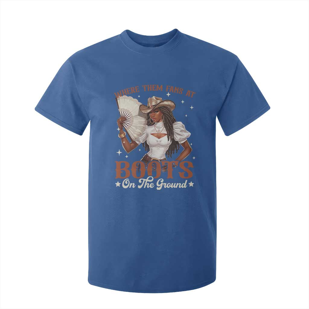 Black Cowgirl T Shirt For Kid Where Them Fans At Boots On The Ground TS10 Royal Blue Print Your Wear