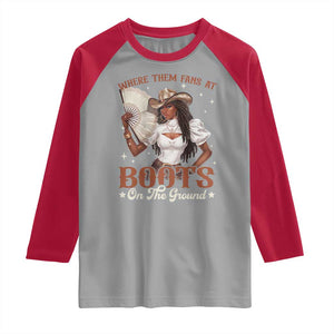 Black Cowgirl Raglan Shirt Where Them Fans At Boots On The Ground TS10 Sport Gray Red Print Your Wear
