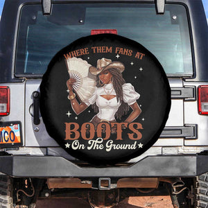 Black Cowgirl Spare Tire Cover Where Them Fans At Boots On The Ground TS10 No hole Black Print Your Wear