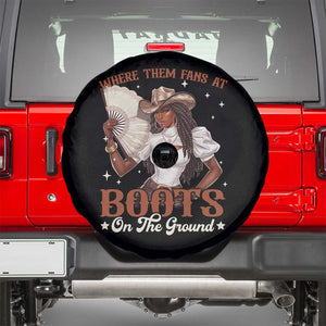 Black Cowgirl Spare Tire Cover Where Them Fans At Boots On The Ground TS10 Black Print Your Wear