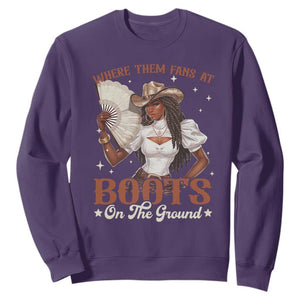 Black Cowgirl Sweatshirt Where Them Fans At Boots On The Ground TS10 Purple Print Your Wear