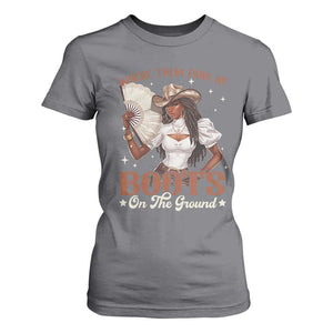 Black Cowgirl T Shirt For Women Where Them Fans At Boots On The Ground TS10 Charcoal Print Your Wear