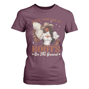 Black Cowgirl T Shirt For Women Where Them Fans At Boots On The Ground TS10 Maroon Print Your Wear