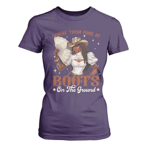 Black Cowgirl T Shirt For Women Where Them Fans At Boots On The Ground TS10 Purple Print Your Wear