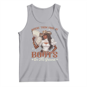 Black Cowgirl Tank Top Where Them Fans At Boots On The Ground TS10 Athletic Heather Print Your Wear