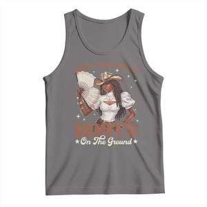 Black Cowgirl Tank Top Where Them Fans At Boots On The Ground TS10 Deep Heather Print Your Wear