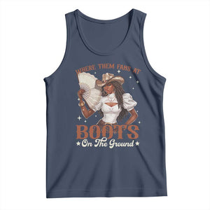 Black Cowgirl Tank Top Where Them Fans At Boots On The Ground TS10 Navy Print Your Wear