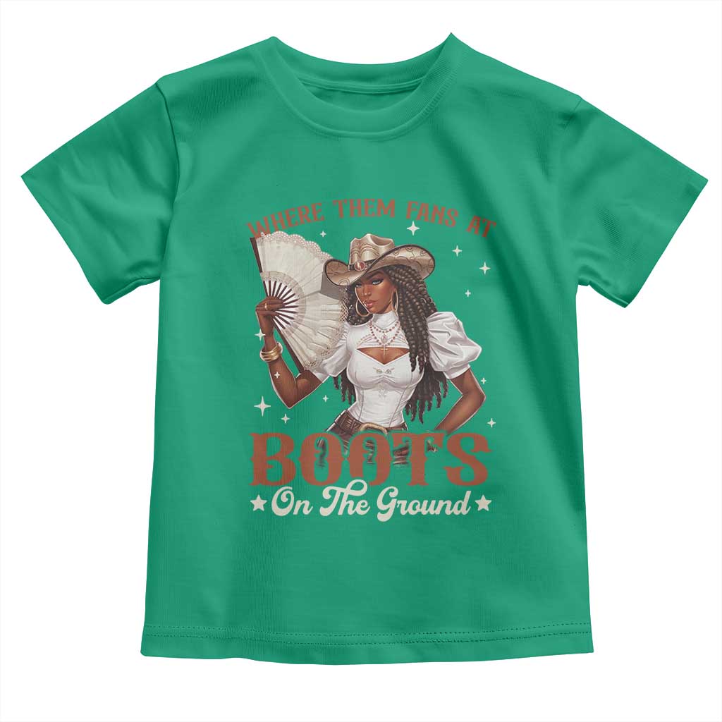 Black Cowgirl Toddler T Shirt Where Them Fans At Boots On The Ground TS10 Irish Green Print Your Wear