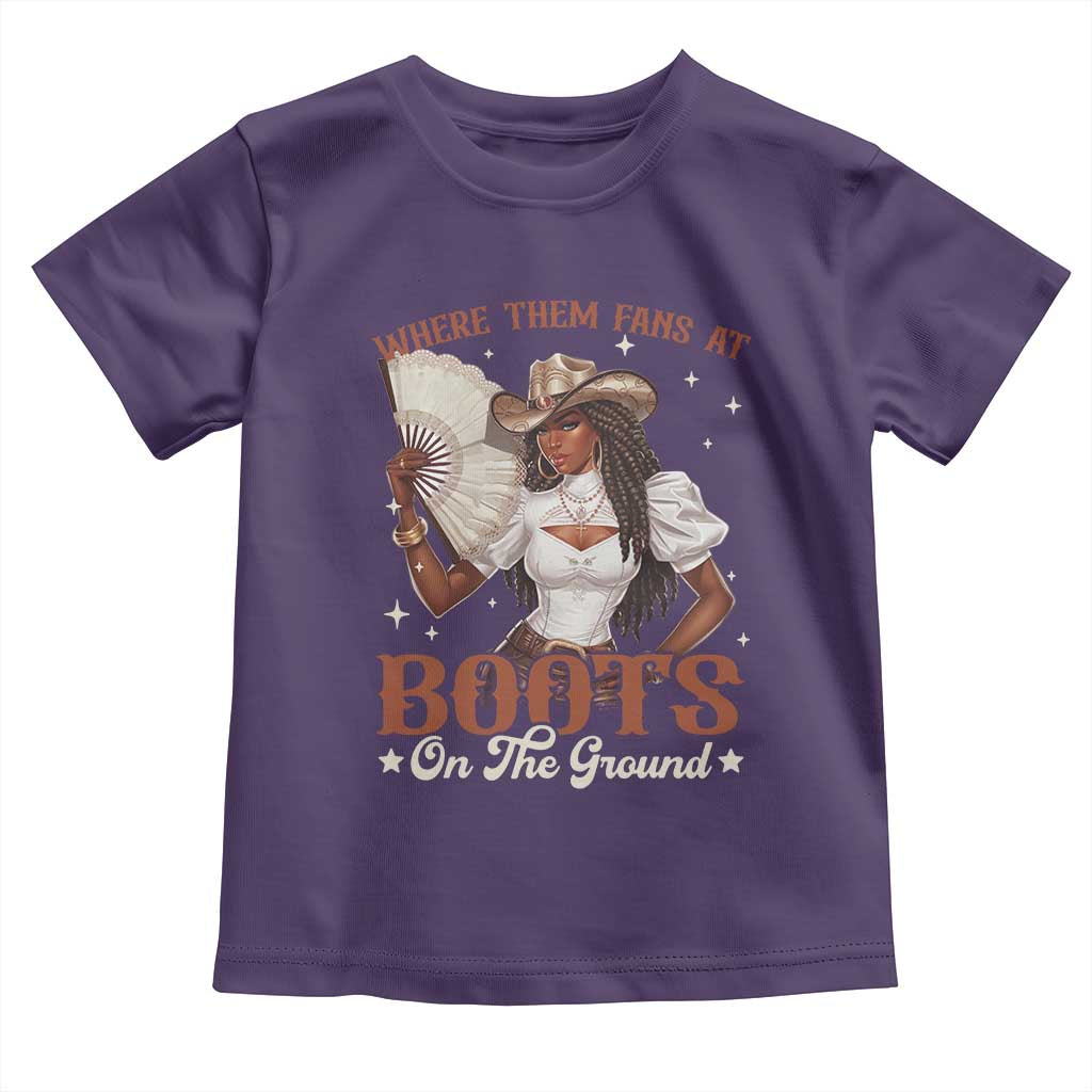 Black Cowgirl Toddler T Shirt Where Them Fans At Boots On The Ground TS10 Purple Print Your Wear