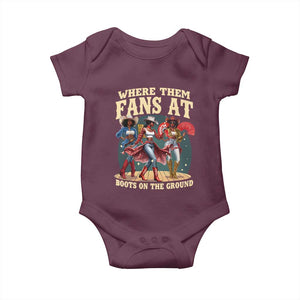 Where Them Fans At Boots On The Ground Black Cowgirl Baby Onesie TS10 Maroon Print Your Wear