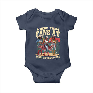 Where Them Fans At Boots On The Ground Black Cowgirl Baby Onesie TS10 Navy Print Your Wear
