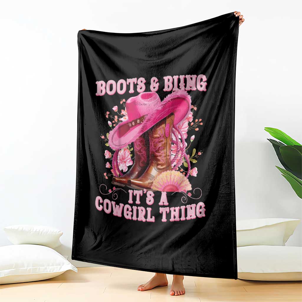 Boots and Bling Its A Cowgirl Thing Western Cowgirl Throw Blanket TS10 Print Your Wear