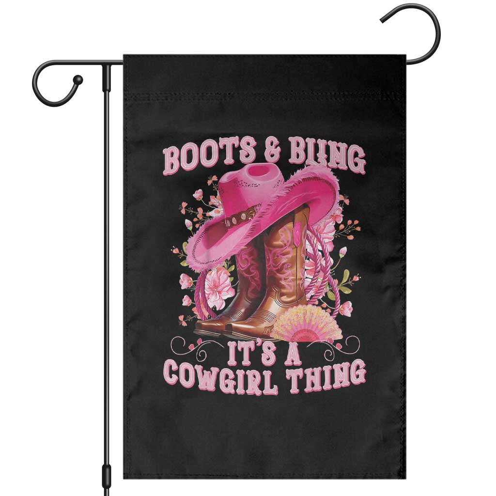 Boots and Bling Its A Cowgirl Thing Western Cowgirl Garden Flag TS10 Black Print Your Wear