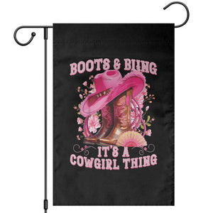 Boots and Bling Its A Cowgirl Thing Western Cowgirl Garden Flag TS10 Black Print Your Wear
