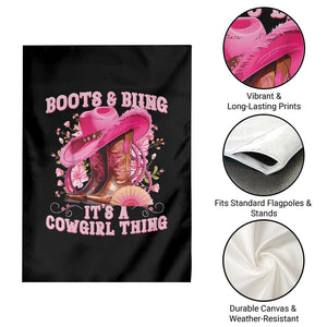 Boots and Bling Its A Cowgirl Thing Western Cowgirl Garden Flag TS10 Print Your Wear