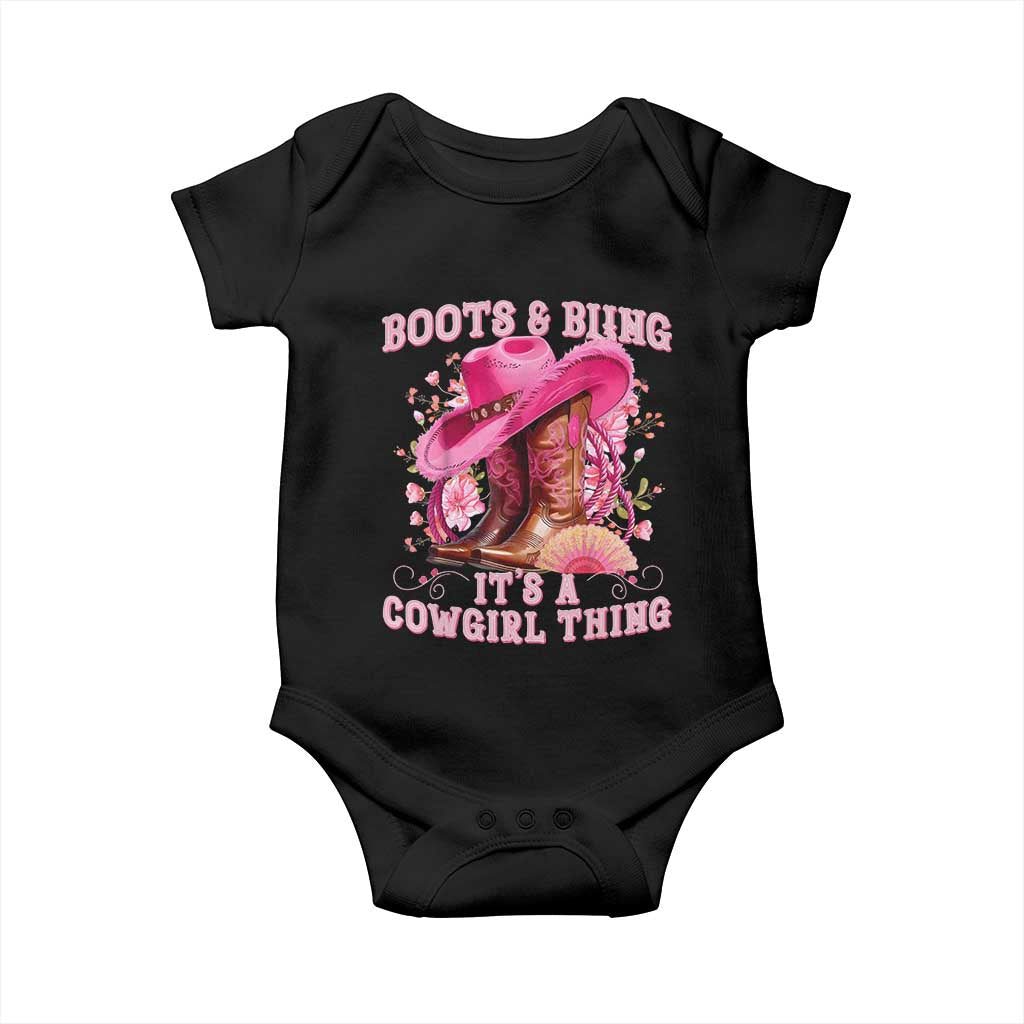 Boots and Bling Its A Cowgirl Thing Western Cowgirl Baby Onesie TS10 Black Print Your Wear