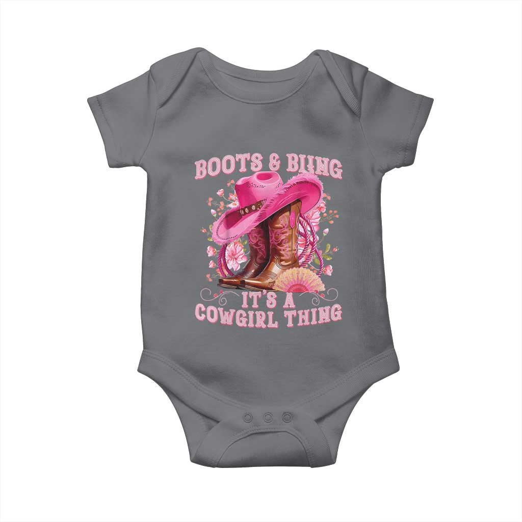 Boots and Bling Its A Cowgirl Thing Western Cowgirl Baby Onesie TS10 Charcoal Print Your Wear