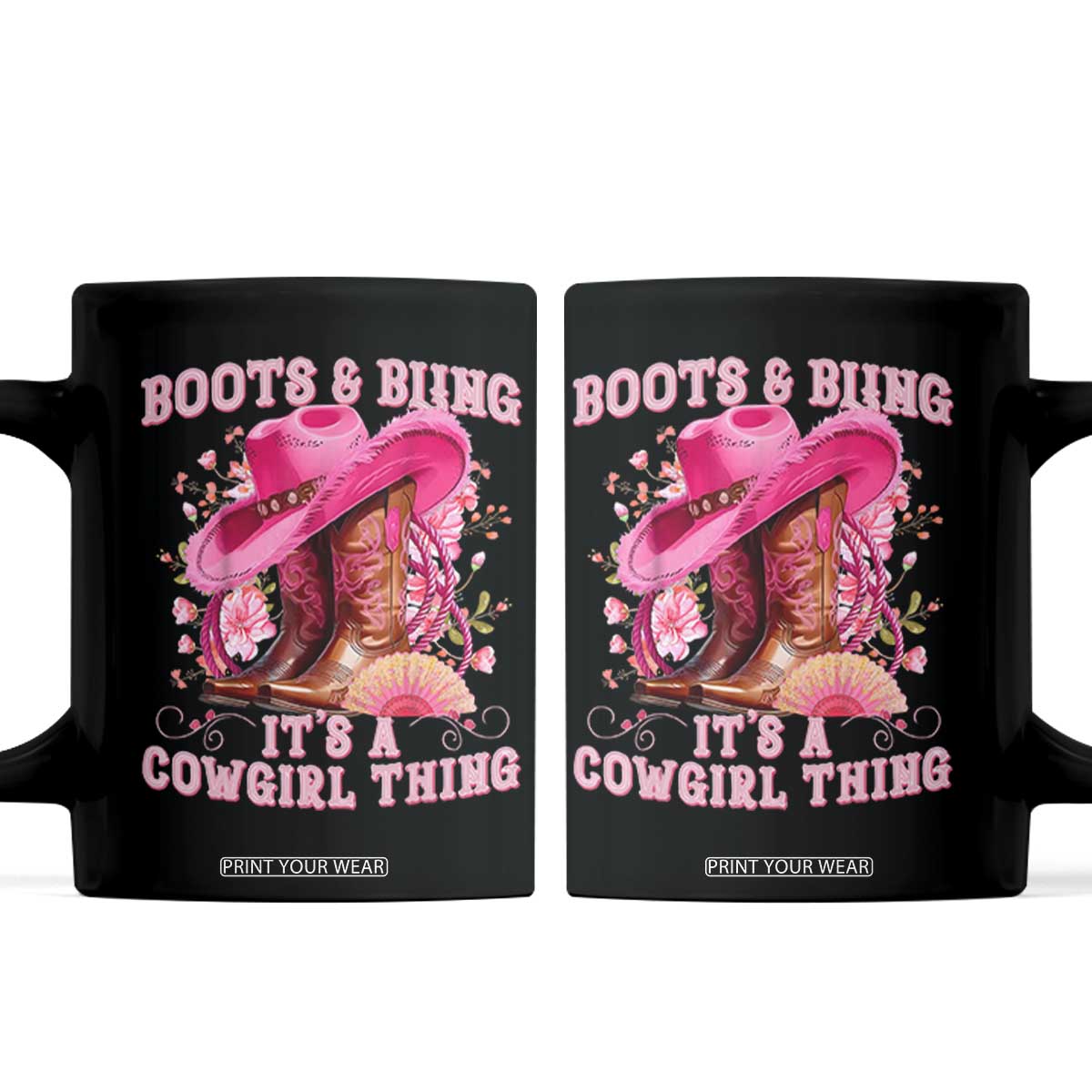 Boots and Bling Its A Cowgirl Thing Western Cowgirl Coffee Mug TS10 Black Print Your Wear