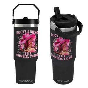 Boots and Bling Its A Cowgirl Thing Western Cowgirl Flip Straw Tumbler TS10 One Size: 30 oz Black Print Your Wear