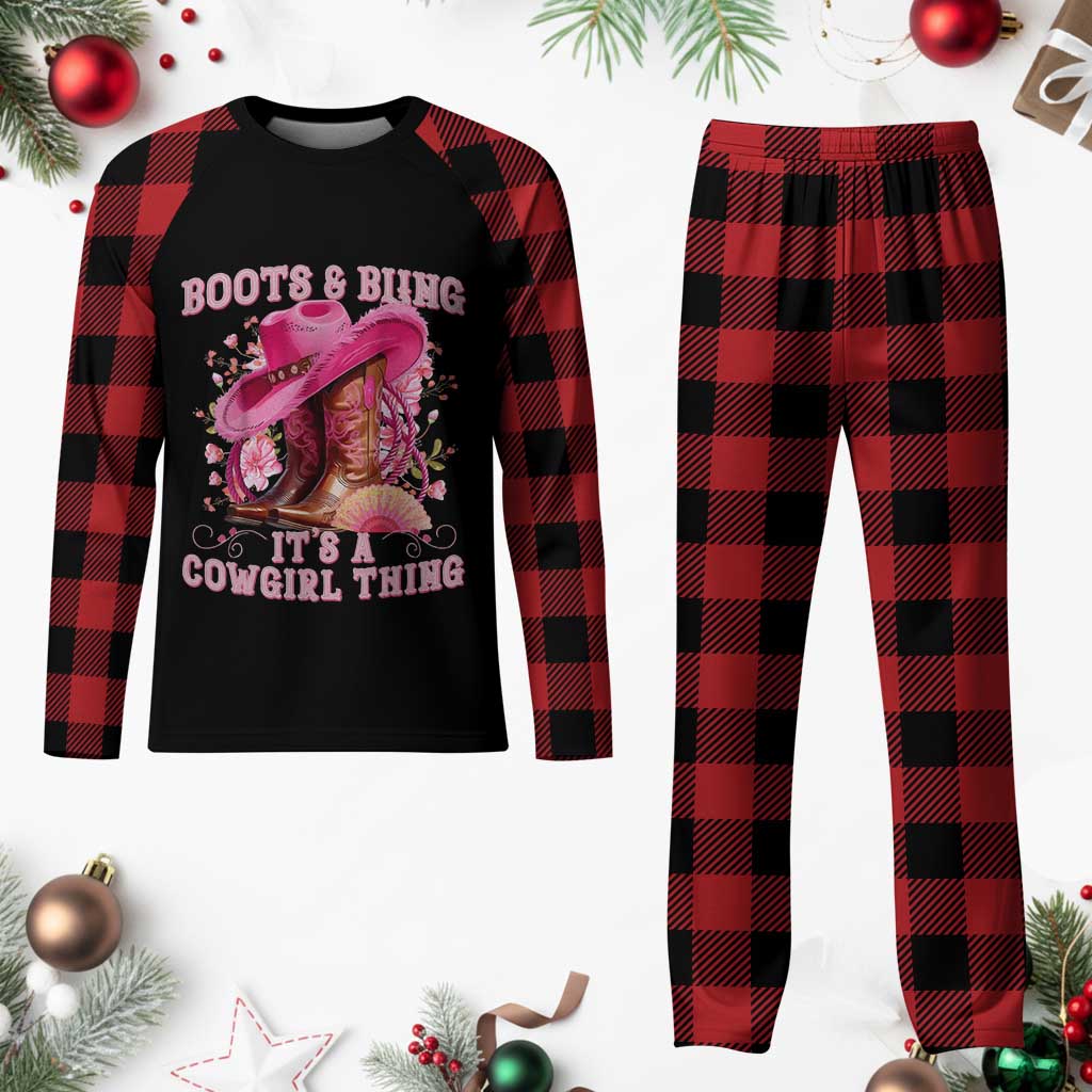 Boots and Bling Its A Cowgirl Thing Western Cowgirl Plaid Pajama Set TS10 Buffalo Plaid Print Your Wear
