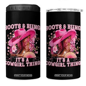 Boots and Bling Its A Cowgirl Thing Western Cowgirl 4 in 1 Can Cooler Tumbler TS10 One Size: 16 oz Black Print Your Wear
