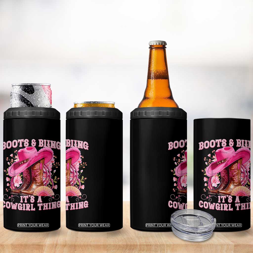 Boots and Bling Its A Cowgirl Thing Western Cowgirl 4 in 1 Can Cooler Tumbler TS10 Print Your Wear