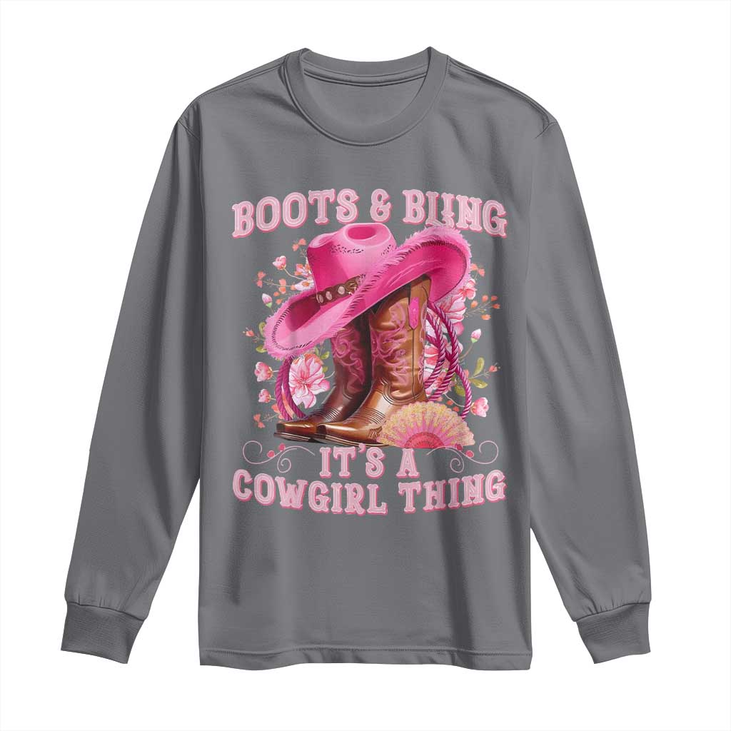 Boots and Bling Its A Cowgirl Thing Western Cowgirl Long Sleeve Shirt TS10 Charcoal Print Your Wear