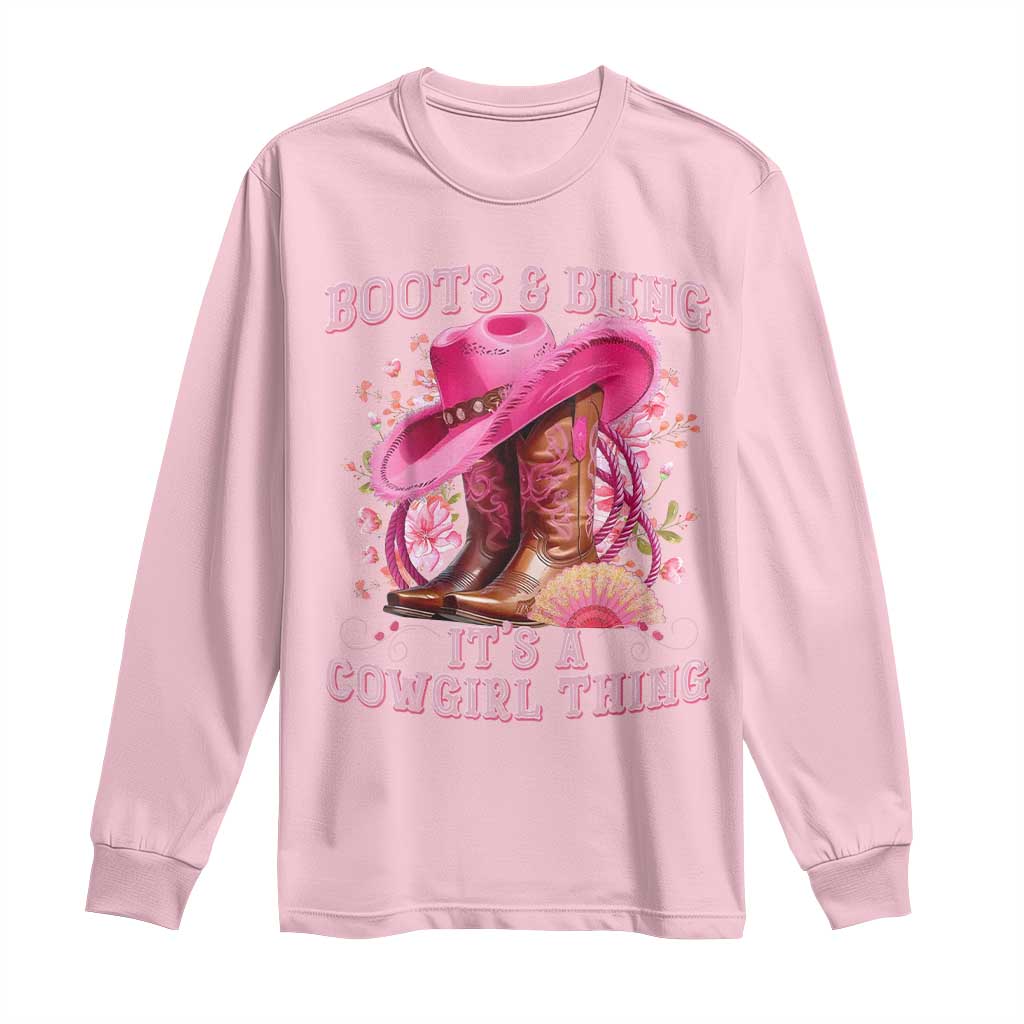 Boots and Bling Its A Cowgirl Thing Western Cowgirl Long Sleeve Shirt TS10 Light Pink Print Your Wear