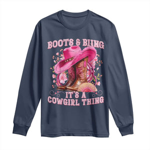 Boots and Bling Its A Cowgirl Thing Western Cowgirl Long Sleeve Shirt TS10 Navy Print Your Wear