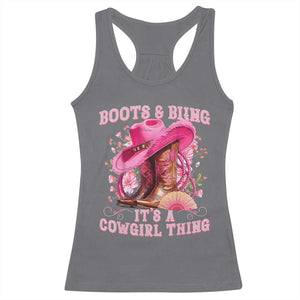 Boots and Bling Its A Cowgirl Thing Western Cowgirl Racerback Tank Top TS10 Charcoal Print Your Wear