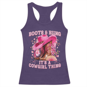 Boots and Bling Its A Cowgirl Thing Western Cowgirl Racerback Tank Top TS10 Purple Print Your Wear