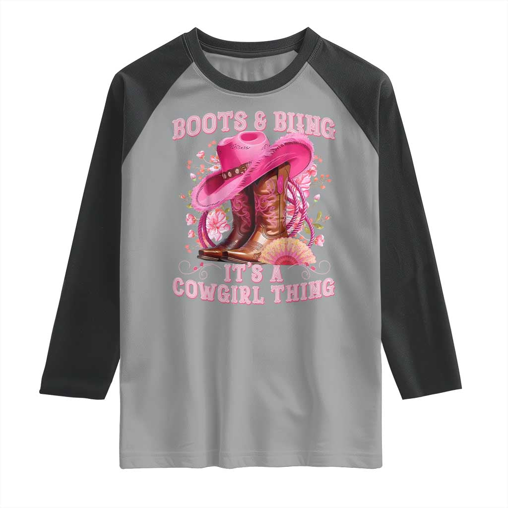 Boots and Bling Its A Cowgirl Thing Western Cowgirl Raglan Shirt TS10 Sport Gray Black Print Your Wear
