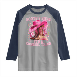 Boots and Bling Its A Cowgirl Thing Western Cowgirl Raglan Shirt TS10 Sport Gray Navy Print Your Wear