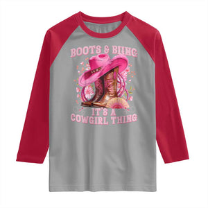 Boots and Bling Its A Cowgirl Thing Western Cowgirl Raglan Shirt TS10 Sport Gray Red Print Your Wear