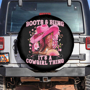 Boots and Bling Its A Cowgirl Thing Western Cowgirl Spare Tire Cover TS10 No hole Black Print Your Wear