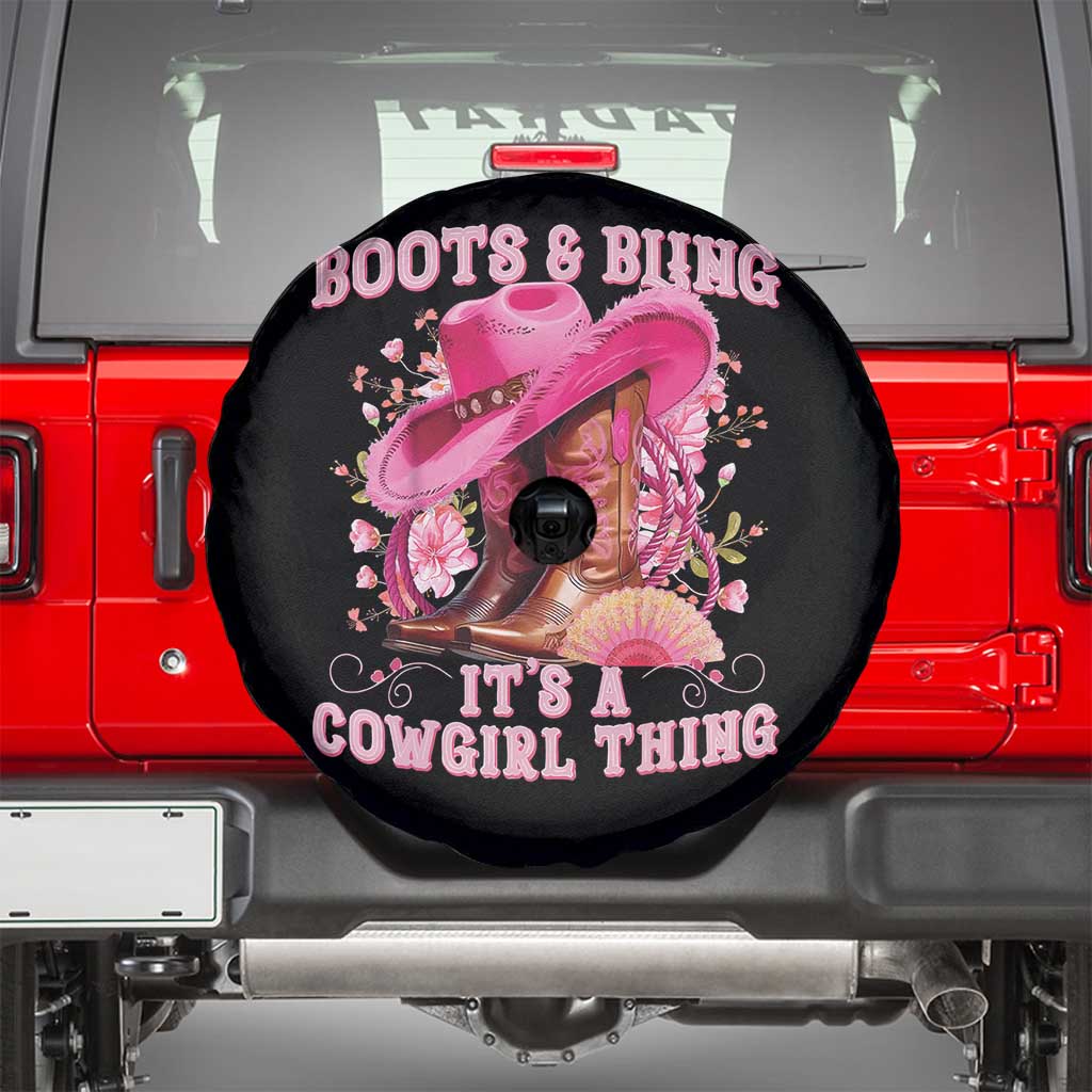 Boots and Bling Its A Cowgirl Thing Western Cowgirl Spare Tire Cover TS10 Black Print Your Wear