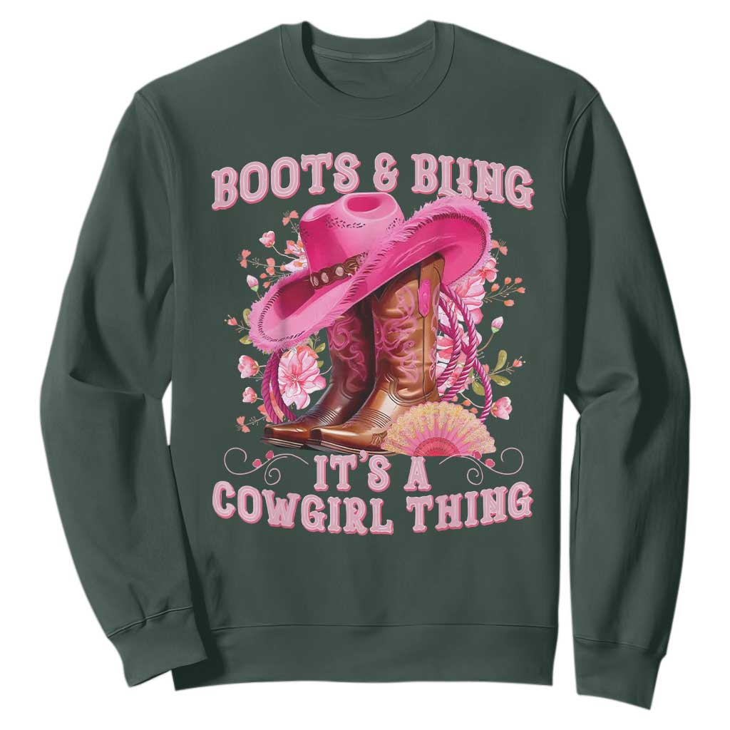 Boots and Bling Its A Cowgirl Thing Western Cowgirl Sweatshirt TS10 Dark Forest Green Print Your Wear