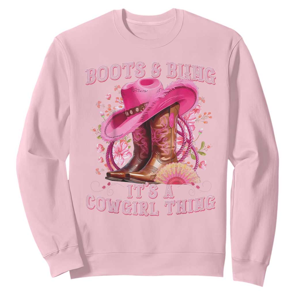 Boots and Bling Its A Cowgirl Thing Western Cowgirl Sweatshirt TS10 Light Pink Print Your Wear