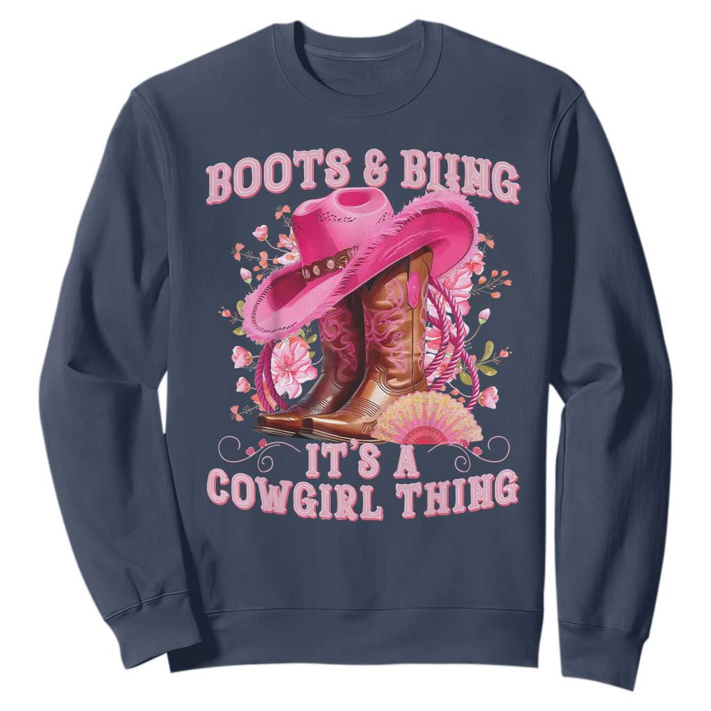 Boots and Bling Its A Cowgirl Thing Western Cowgirl Sweatshirt TS10 Navy Print Your Wear