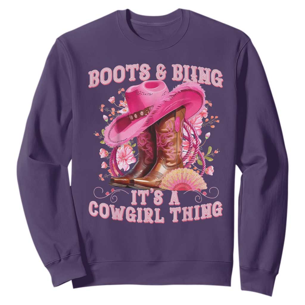 Boots and Bling Its A Cowgirl Thing Western Cowgirl Sweatshirt TS10 Purple Print Your Wear