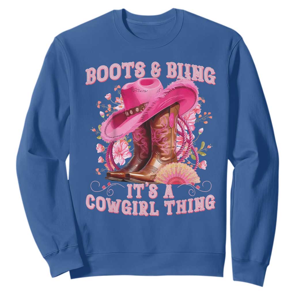 Boots and Bling Its A Cowgirl Thing Western Cowgirl Sweatshirt TS10 Royal Blue Print Your Wear
