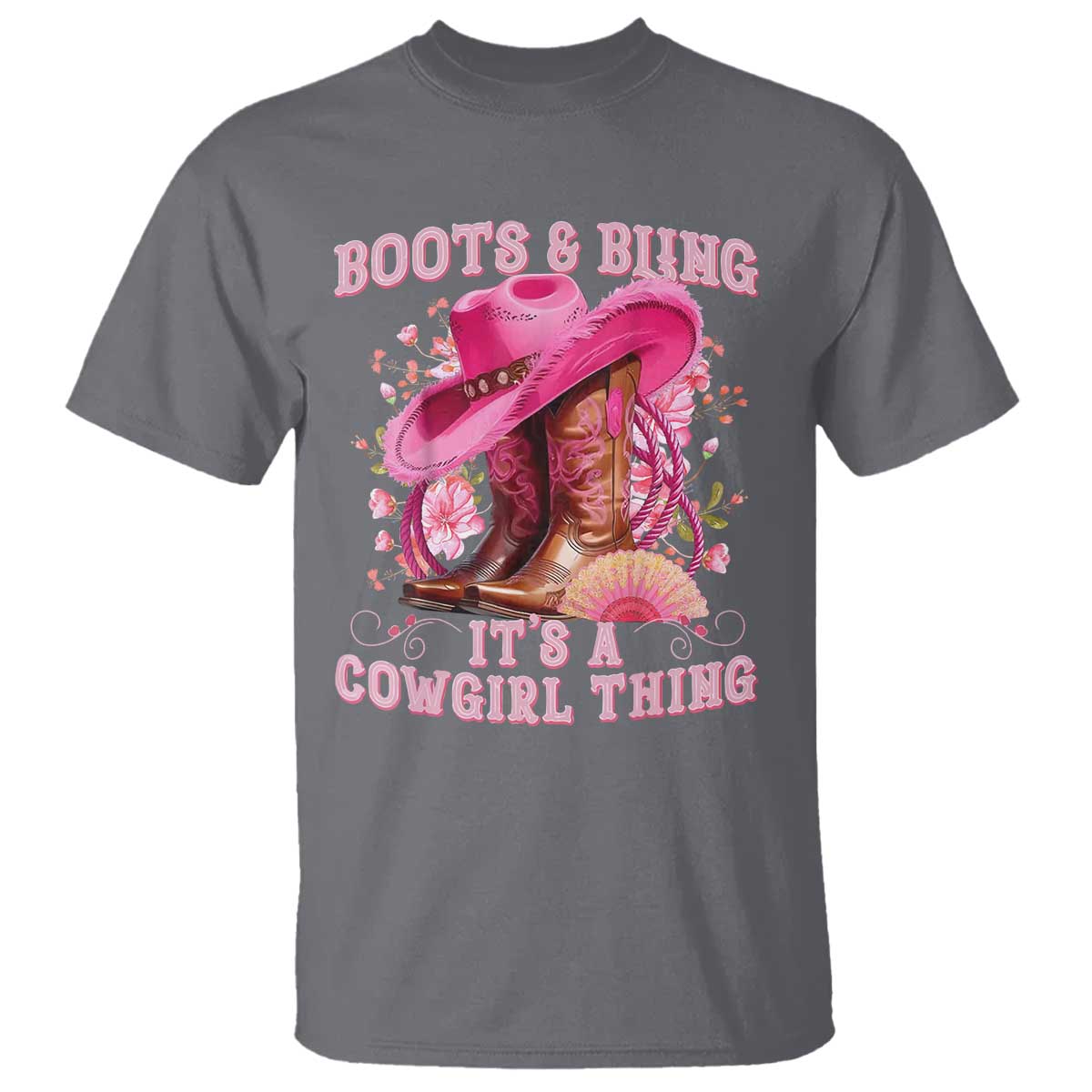 Boots and Bling Its A Cowgirl Thing Western Cowgirl T Shirt TS10 Charcoal Print Your Wear