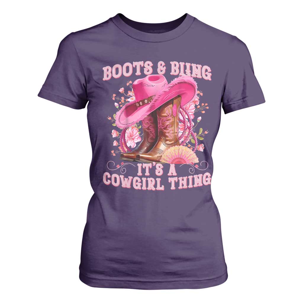 Boots and Bling Its A Cowgirl Thing Western Cowgirl T Shirt For Women TS10 Purple Print Your Wear