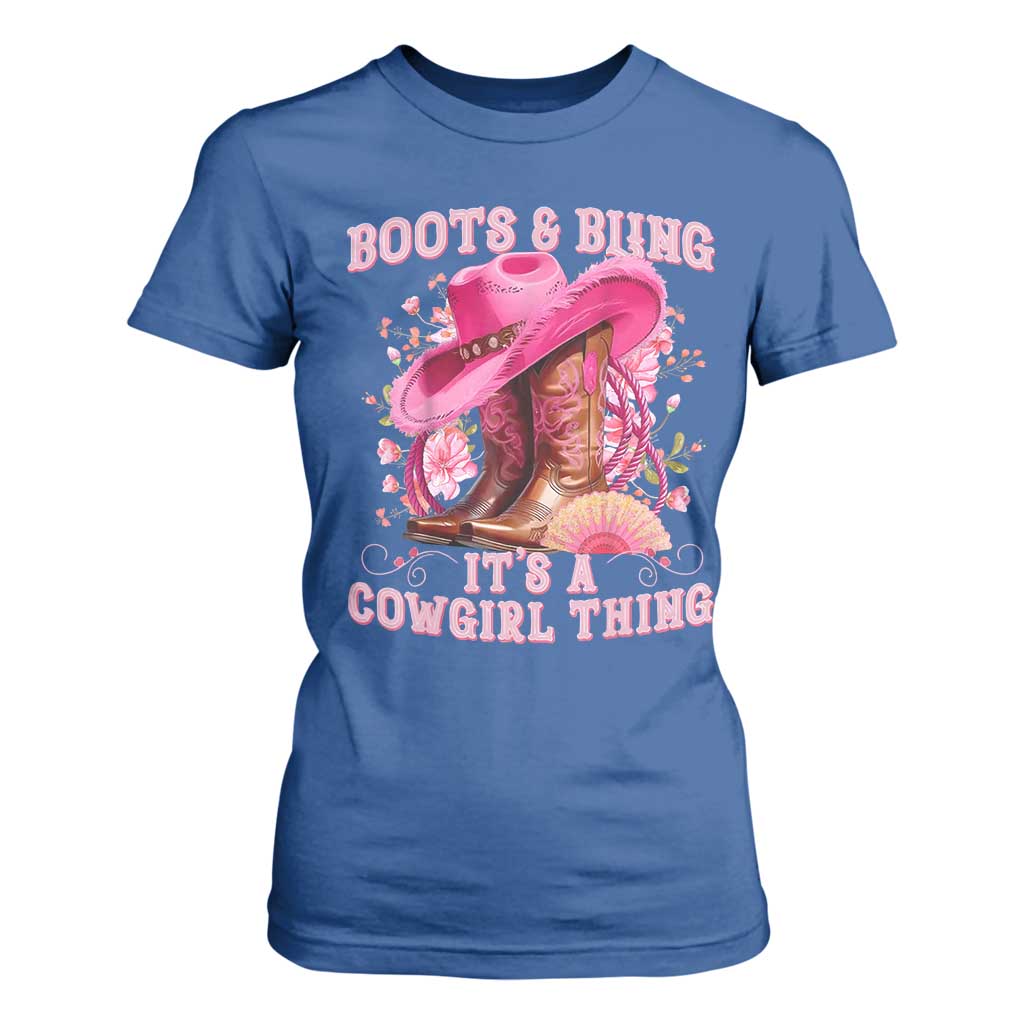 Boots and Bling Its A Cowgirl Thing Western Cowgirl T Shirt For Women TS10 Royal Blue Print Your Wear