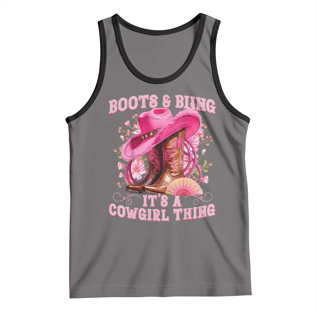 Boots and Bling Its A Cowgirl Thing Western Cowgirl Tank Top TS10 Deep Heather Black Print Your Wear