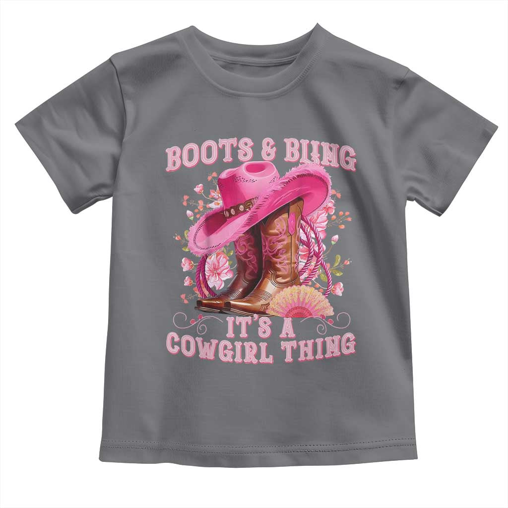 Boots and Bling Its A Cowgirl Thing Western Cowgirl Toddler T Shirt TS10 Charcoal Print Your Wear