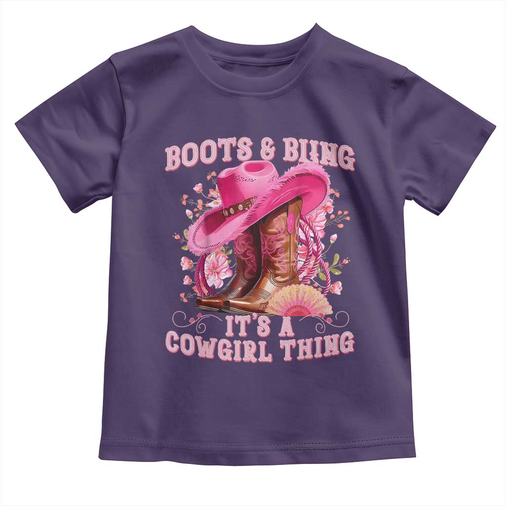 Boots and Bling Its A Cowgirl Thing Western Cowgirl Toddler T Shirt TS10 Purple Print Your Wear