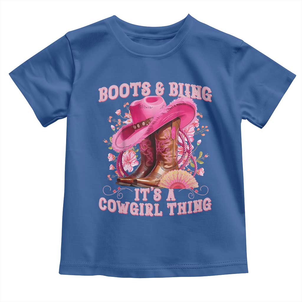 Boots and Bling Its A Cowgirl Thing Western Cowgirl Toddler T Shirt TS10 Royal Blue Print Your Wear