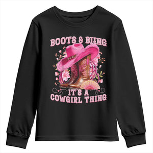 Boots and Bling Its A Cowgirl Thing Western Cowgirl Youth Sweatshirt TS10 Black Print Your Wear